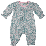 Girls Ice Blue Floral Piped Chest Bubble Girls Bubbles + Rompers Sage & Lilly