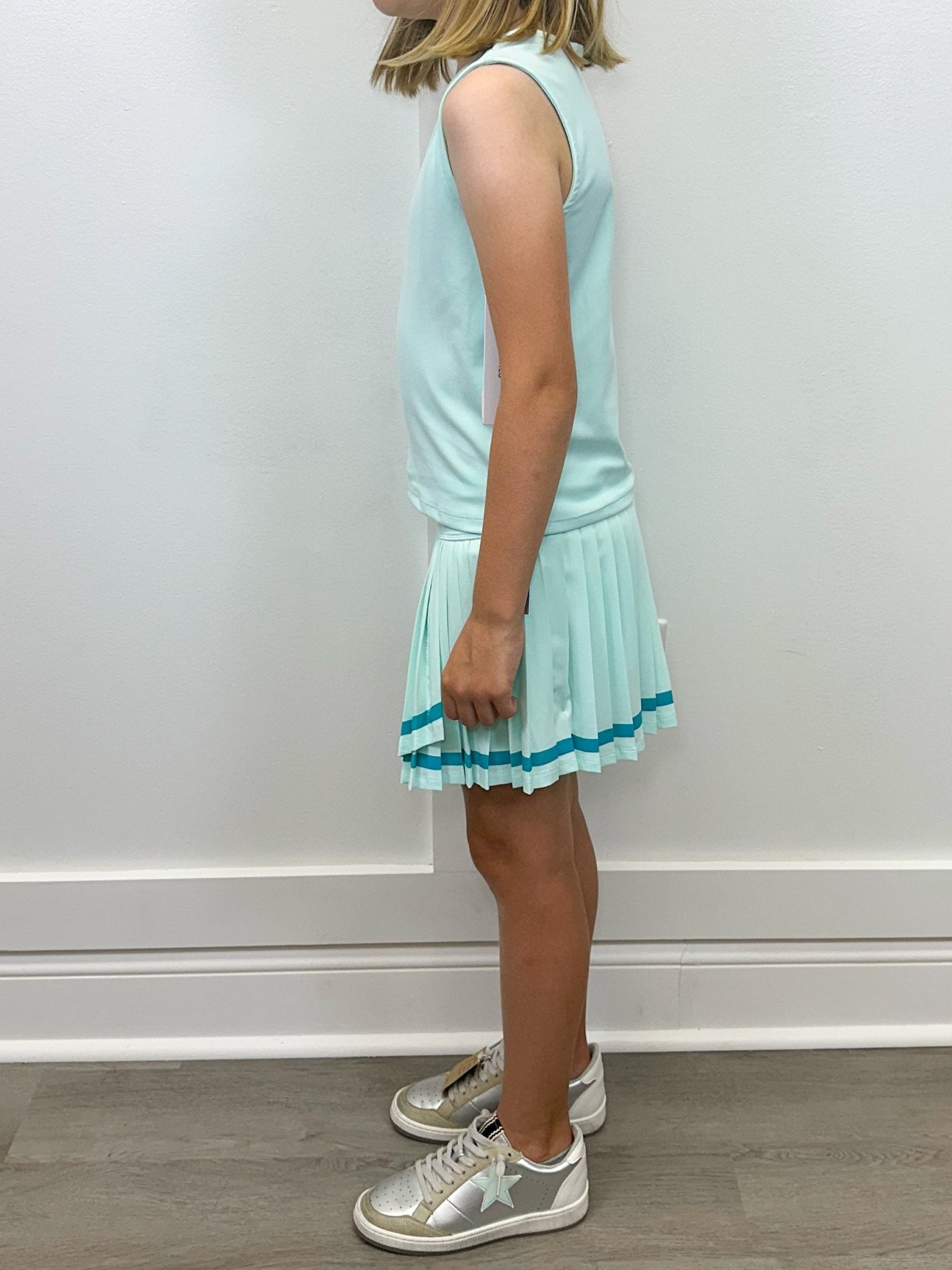 Girls Lux Tank and Pleated Tennis Skirt - Ocean Tide & Capri Breeze Girls Sets 90 Degree by Reflex