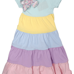Girls Maxi Dress - Pastel Colorblock Girls Play Dresses Millie Jay