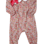 Girls Persimmon Floral Peter Pan Bubble Girls Bubbles + Rompers Sage & Lilly