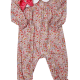 Girls Persimmon Floral Peter Pan Bubble Girls Bubbles + Rompers Sage & Lilly