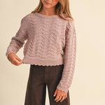 Girls Petal Pointelle Sweater Girls Sweaters + Sweatshirts heart and arrow