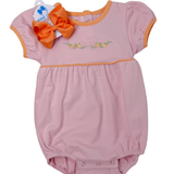 Girls Pumpkin Bubble - Pink Girls Bubbles + Rompers Itsy Bitsy