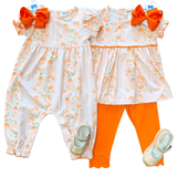 Girls Pumpkin Romper Girls Bubbles + Rompers Ishtex