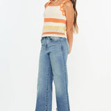 Girls Raw Edge Wide Leg Jeans - Medium Girls Pants + Leggings Kan Can USA