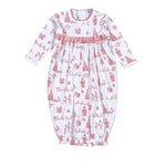 Girls Red Christmas Toile Hand Smocked Gown Baby Sleepwear Baby Loren