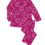 Girls Ruffle Pajama Set - Pink Smiley Kids Pajamas Sarah's Prints