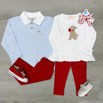 Girls Ruffle Swing Top - Red Hearts w/ Puppy Girls Tops + Tees Luigi