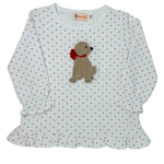 Girls Ruffle Swing Top - Red Hearts w/ Puppy Girls Tops + Tees Luigi