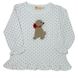 Girls Ruffle Swing Top - Red Hearts w/ Puppy Girls Tops + Tees Luigi