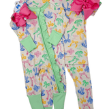 Girls Ruffle Zippy - Dainty Coquette Baby Sleepwear Twinkling Star