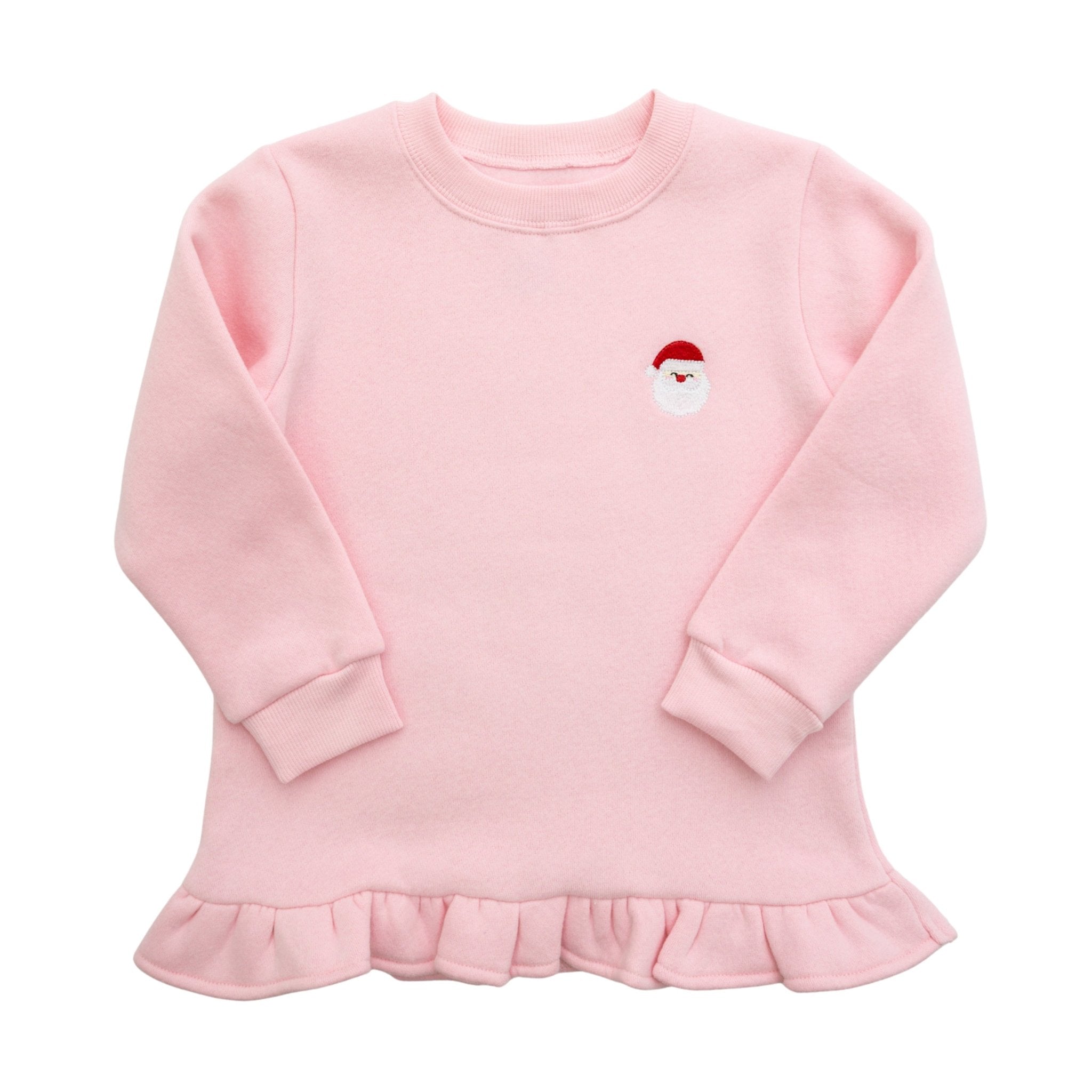 Girls Santa Ruffle Pullover Girls Sweaters + Sweatshirts Itsy Bitsy