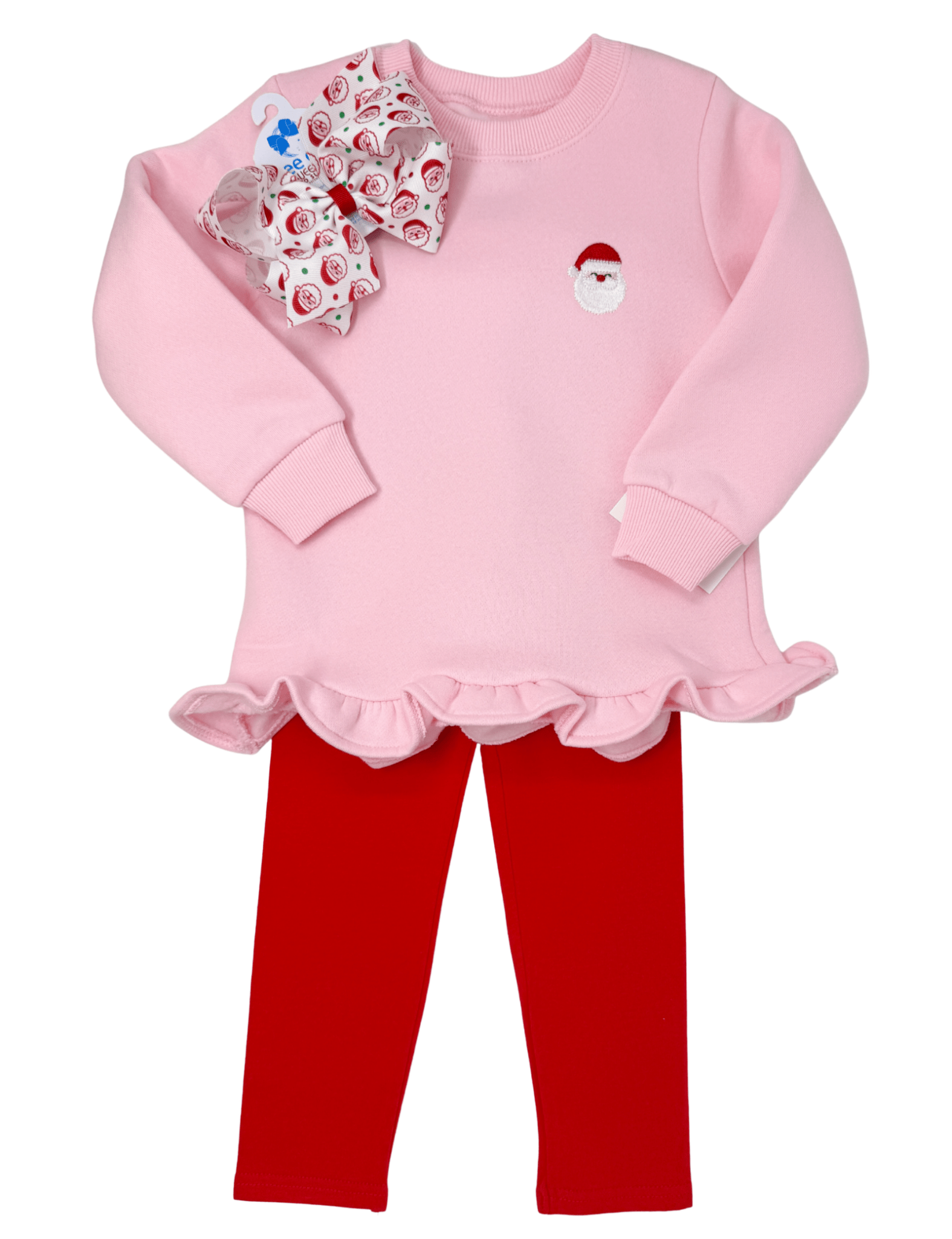 Girls Santa Ruffle Pullover Girls Sweaters + Sweatshirts Itsy Bitsy