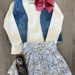 Girls Skirt Set - Ivory & Willow Floral Girls Sets Funtasia Too