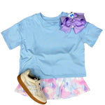 Girls Super Soft Deluxe Boxy S/S Top Set - Dutch Canal/White Girls Tops + Tees 90 Degree by Reflex