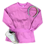 Girls Terry Brushed Crew Pullover and Skort Set - Cyclamen Girls Sets 90 Degree by Reflex