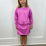 Girls Terry Brushed Crew Pullover and Skort Set - Cyclamen Girls Sets 90 Degree by Reflex