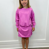 Girls Terry Brushed Crew Pullover and Skort Set - Cyclamen Girls Sets 90 Degree by Reflex