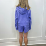 Girls Terry Brushed Half Zip Hoodie and Short Set - Periwinkle Girls Sets 90 Degree by Reflex