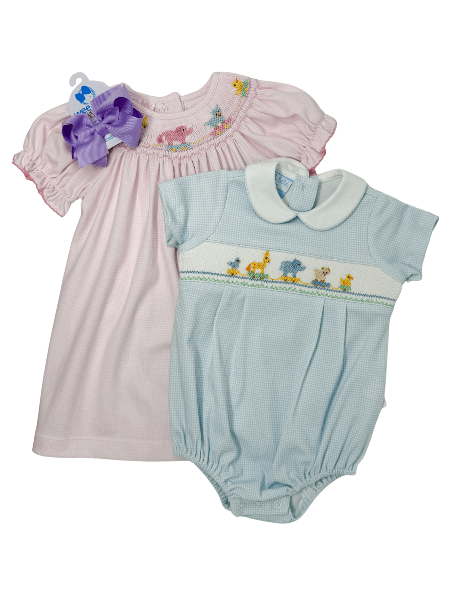 Girl's Toy Parade Knit Bishop - Pink Gingham Girls Occasion Dresses Petit Bebe