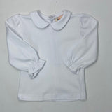 Girl's White Peter Pan Collar Blouse with Ruffle Cuffs Girls Tops + Tees Luigi
