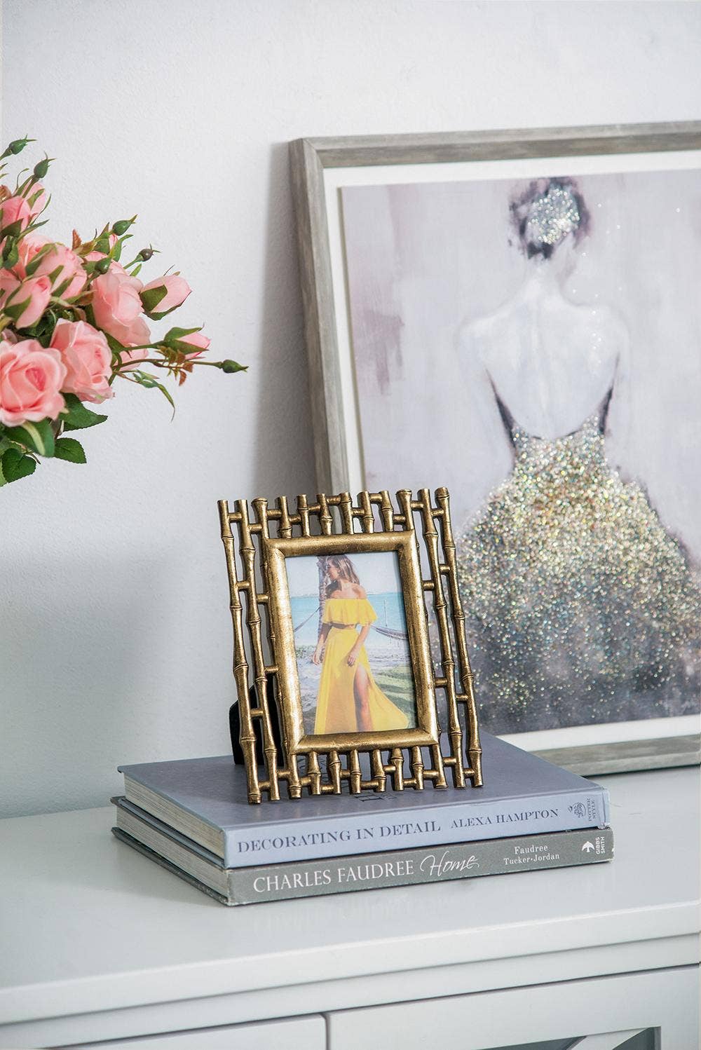 Gold Bamboo Slat Frame - 4x6" Home Decor A&B Home Group Inc.