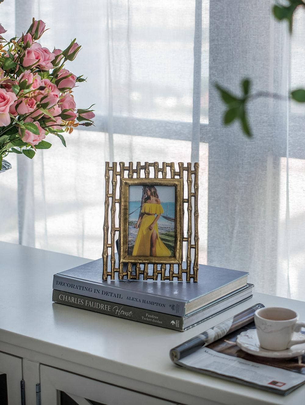 Gold Bamboo Slat Frame - 4x6" Home Decor A&B Home Group Inc.