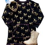 Gold Bows Sweatshirt Dress Girls Play Dresses Hatley
