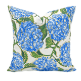 Gold Foil Blue Hydrangeas Pillow Textiles Rachel Brooks Design, LLC