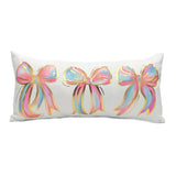 Gold Foil Colorful Bows Pillow Textiles Rachel Brooks Design, LLC