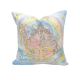 Gold Foil Noah's Ark with Blue Bow Pillow Textiles Rachel Brooks Design, LLC