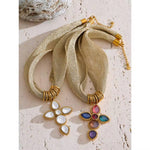 Gold Mesh Scarf with Colorful Cross - Sugar Babies Children's Boutique/Meg's Shoppe