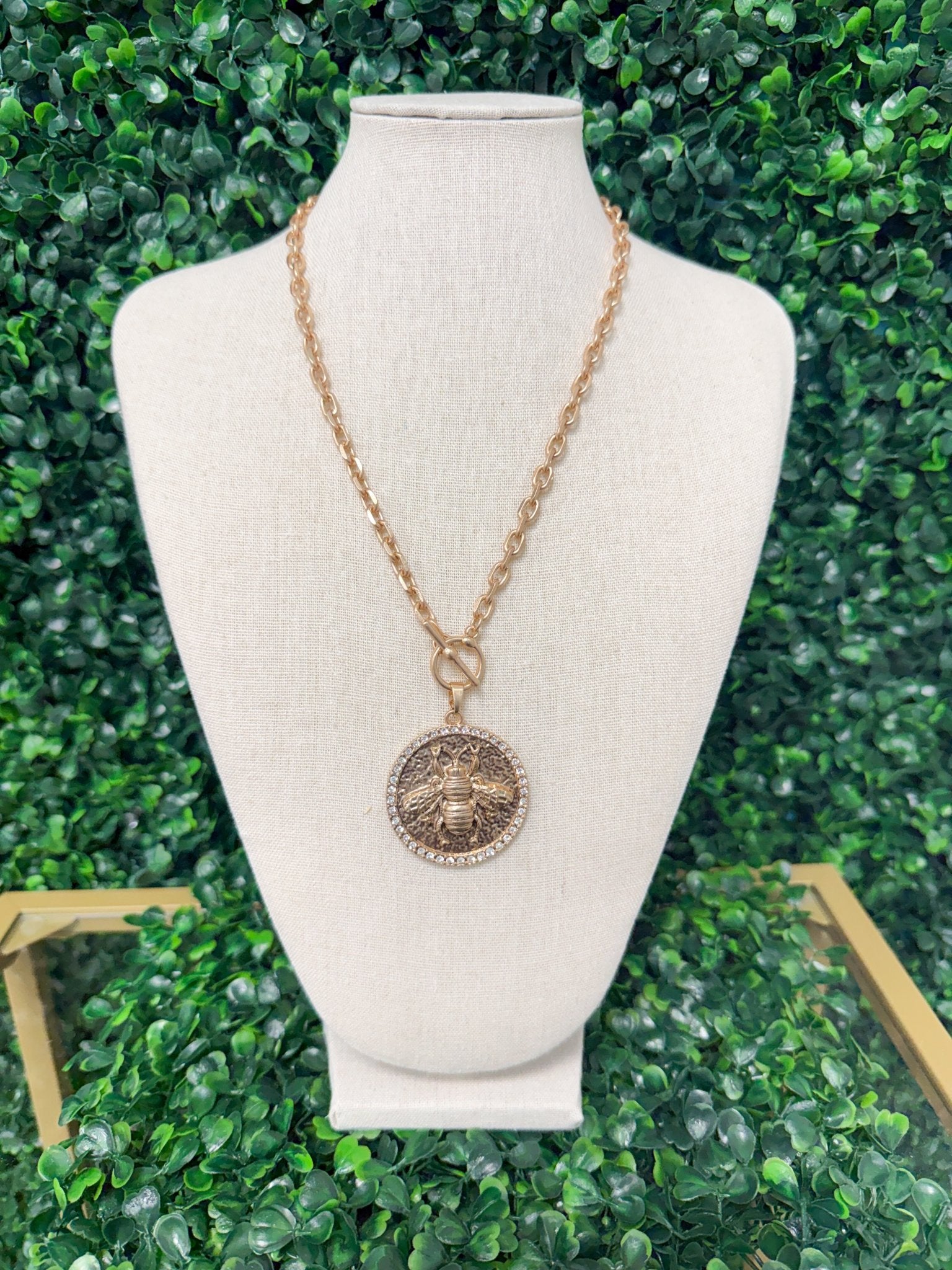 Golden Bee Medallion Necklace - Sugar Babies Children's Boutique/Meg's Shoppe