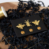 Golden Embroidered Brooches - 3 little Bugs Misc Accessories Botanopia USA - gifts , decor and cards for plant lovers