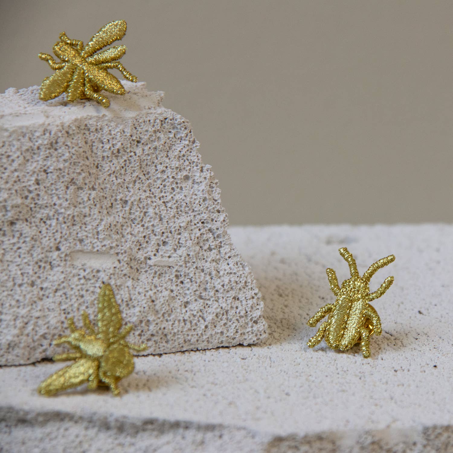 Golden Embroidered Brooches - 3 little Bugs Misc Accessories Botanopia USA - gifts , decor and cards for plant lovers