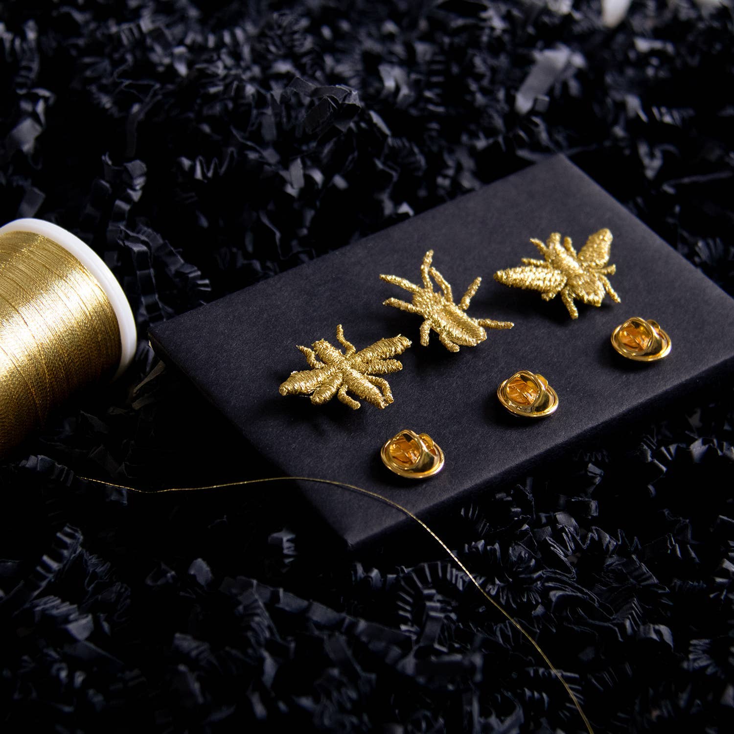Golden Embroidered Brooches - 3 little Bugs Misc Accessories Botanopia USA - gifts , decor and cards for plant lovers