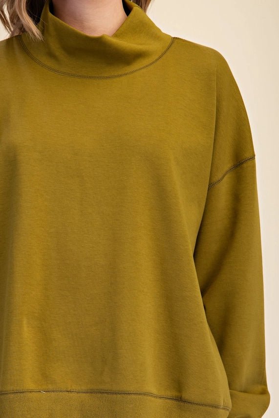 Golden Olive Mock Neck Pullover - Sugar Babies Children's Boutique/Meg's Shoppe