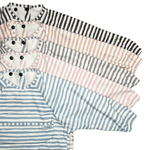 Grayson Long Sleeve Bib - Brush Stripes - Cloud Gray Baby Accessories Calla & Friends