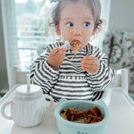 Grayson Long Sleeve Bib - Brush Stripes - Petal Pink Baby Accessories Calla & Friends