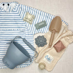 Grayson Long Sleeve Bib - Brush Stripes - Powder Blue Baby Accessories Calla & Friends