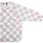 Grayson Long Sleeve Bib - Checkered - Petal Pink Baby Accessories Calla & Friends