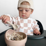 Grayson Long Sleeve Bib - Checkered - Petal Pink Baby Accessories Calla & Friends