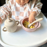 Grayson Long Sleeve Bib - Checkered - Petal Pink Baby Accessories Calla & Friends