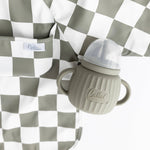 Grayson Long Sleeve Bib - Checkered - Pine Green Baby Accessories Calla & Friends