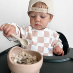Grayson Long Sleeve Bib - Checkered - Pine Green Baby Accessories Calla & Friends
