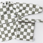 Grayson Long Sleeve Bib - Checkered - Pine Green Baby Accessories Calla & Friends