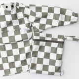 Grayson Long Sleeve Bib - Checkered - Pine Green Baby Accessories Calla & Friends