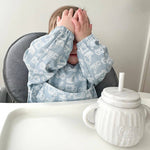 Grayson Long Sleeve Bib - Construction- Powder Blue Baby Accessories Calla & Friends