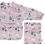Grayson Long Sleeve Bib - Farm - Petal Pink Baby Accessories Calla & Friends