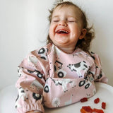 Grayson Long Sleeve Bib - Farm - Petal Pink Baby Accessories Calla & Friends